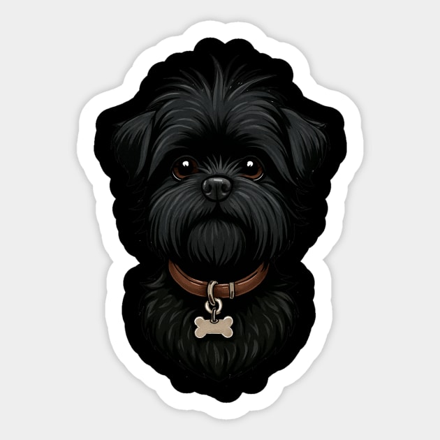 Scruffy Affenpinscher – Realistic Black Dog with Beard & Collar for Pet Lovers Sticker by IamActiveDog